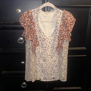 Entro Med Brown and White Floral Blouse